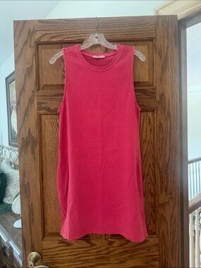 Double Zero Sleeveless Crewneck Tank Dress Pinky Red